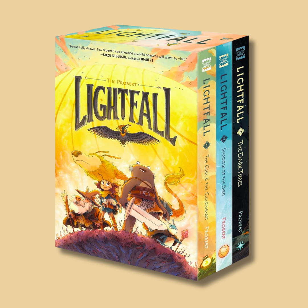 Lightfall 3-Book Box Set: A Graphic Novel Collection: Shadow of the Bird, the Dark Times, the Girl & the Galdurian cover